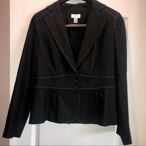 Ann Taylor Loft Black Denim Lined Blazer 10 NWOT